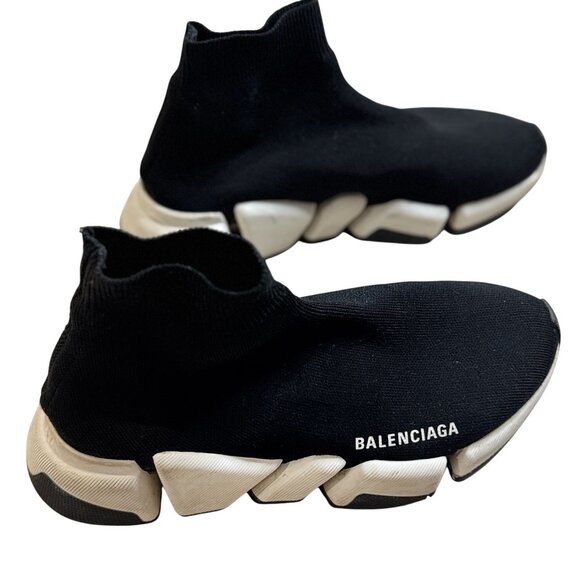 Balenciaga Speed 2.0 Sock Sneakers Trainers Size 8/39 Black & White Luxury - Picture 1 of 12